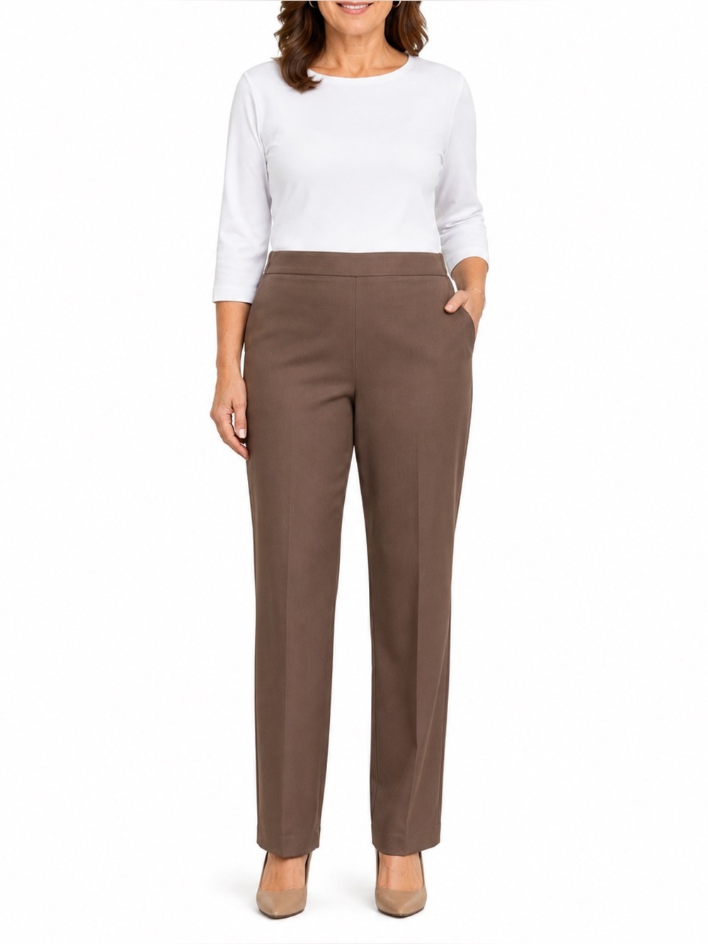 Alfred Dunner Comfort Waist Dress Pants Toast Brown Size 14 NWT